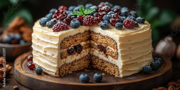 Fototapeta Luxuous Cake, Macro Photography Style, Generative AI Bakery background