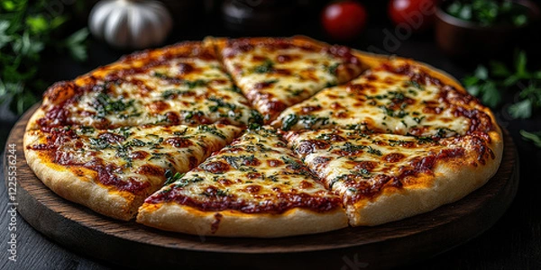 Fototapeta Luxuous Pizza, Macro Photography Style, Generative AI Pizza Restaurant background
