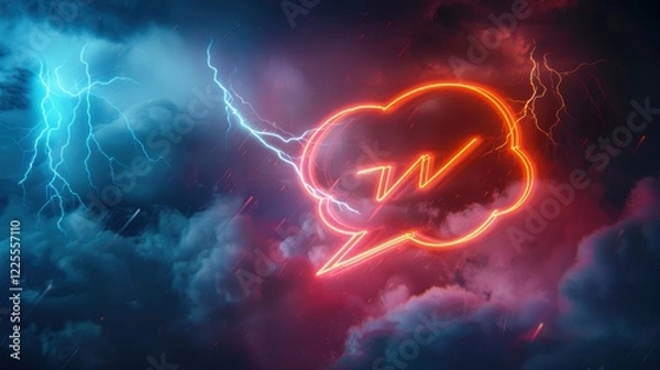 Fototapeta Electrifying Lightning Bolt Speech Bubble Design for Dynamic Posters and Digital Graphics