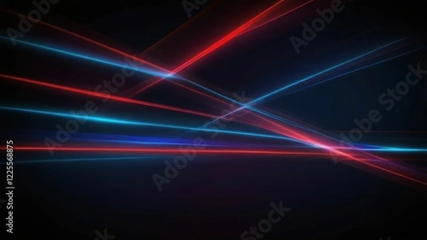 Fototapeta Red blue lines light speed motion background. red faster motion background design. fast moving digital technology concept texture and black space