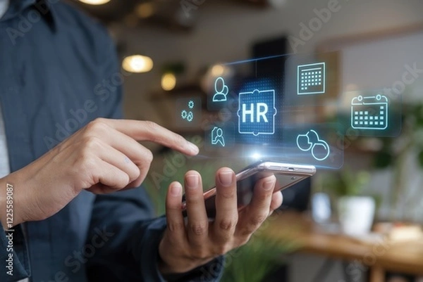 Fototapeta Streamlining HR: Mobile App for Human Resources Management