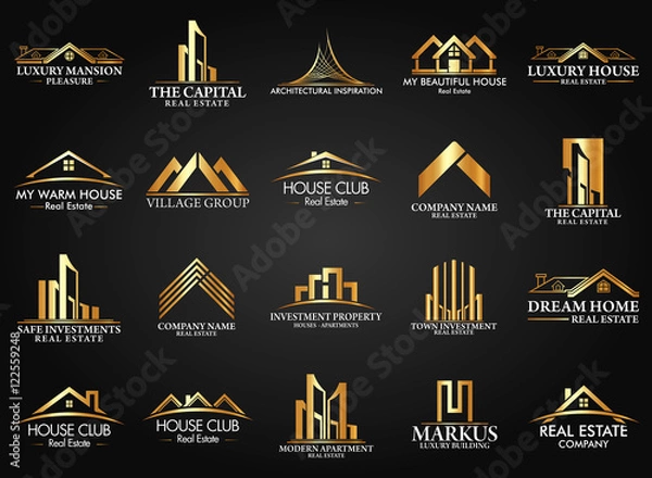 Obraz Set and Group Real Estate, Building and Construction Logo Vector Design
