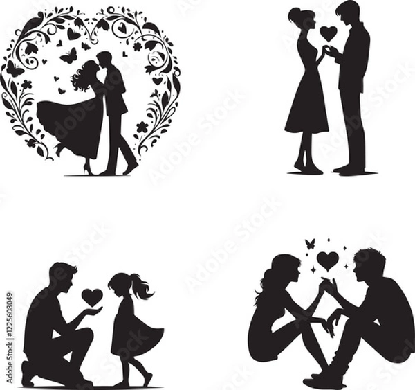 Obraz Love  silhouette style minimalist white background