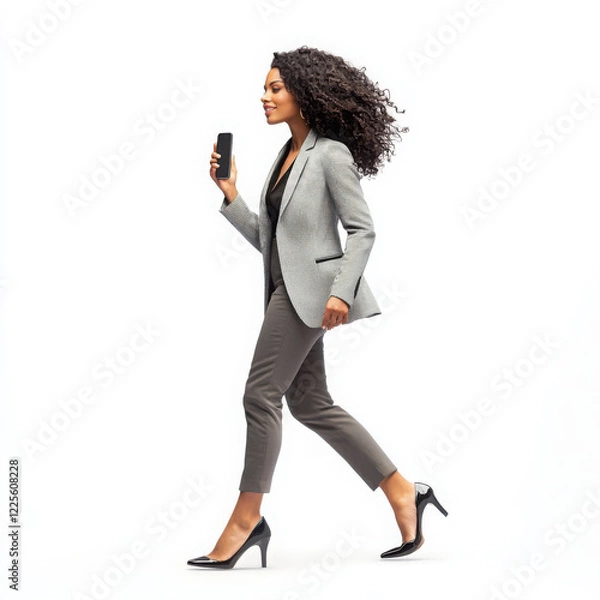 Obraz Professional Woman Walking with Smartphone