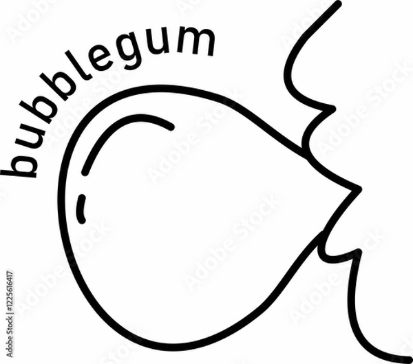 Fototapeta Minimalist Line Art of a Person Blowing Bubblegum Bubble – Black and White Vector Illustration