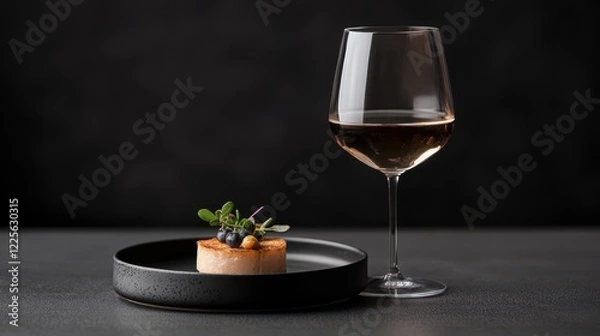 Obraz Gourmet food arrangement on a plate featuring a small portion of culinary dish