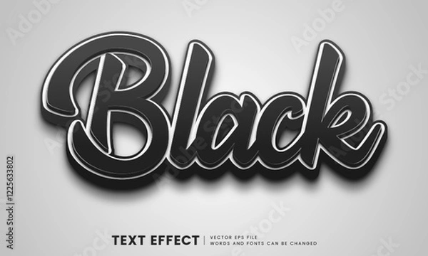Obraz 3d typography black text effect. Editable fancy font style perfect for logo, title or heading	