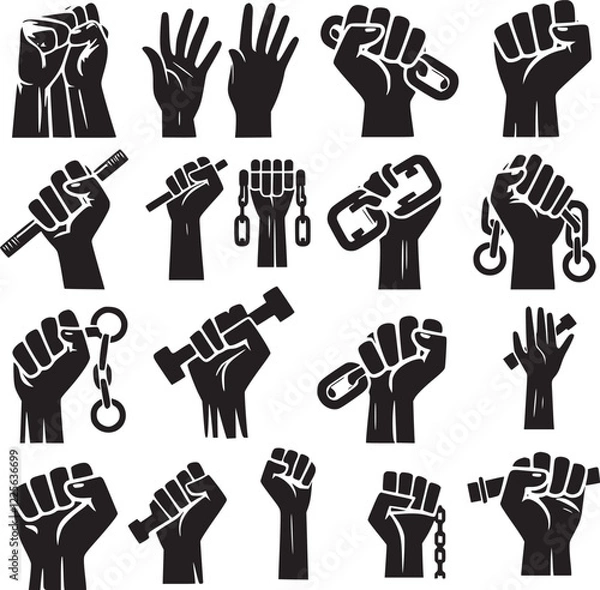 Fototapeta set of hand gestures
