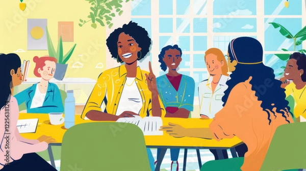 Fototapeta group of students in classroom