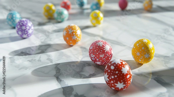 Obraz Colorful Patterned Easter Eggs on White
