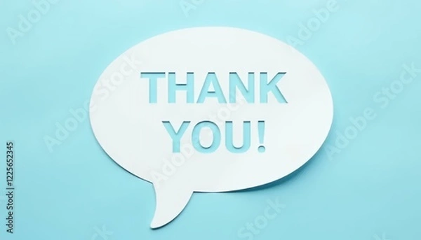 Obraz Thank You Speech Bubble, Blue Background, Gratitude, Appreciation