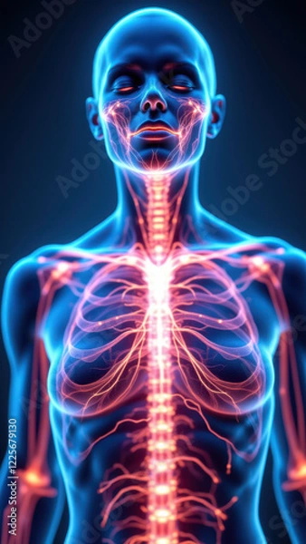 Obraz VNS - Vagus Nerve Stimulation visualized with MRI or medical imaging technique.