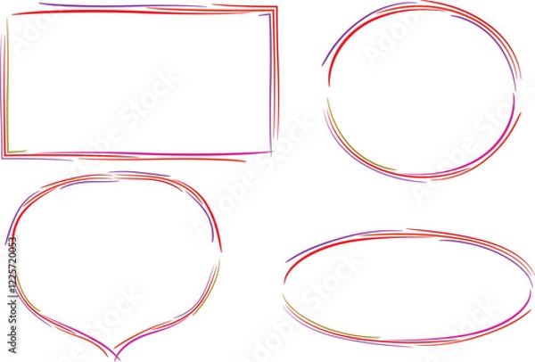 Obraz red colorful sketch different shapes frames set vector