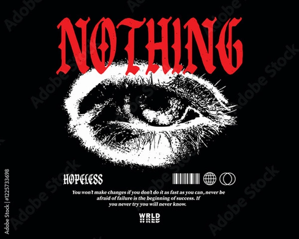 Fototapeta Vector illustration of eyes with slogan artwork, retro and modern, streetwear graphic design for t-shirt print design template.