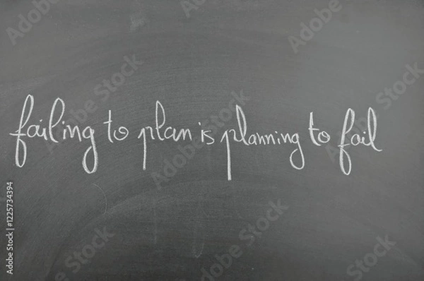Fototapeta Handwritten quote on chalkboard reading failing to plan is planning to fail, emphasizing preparation