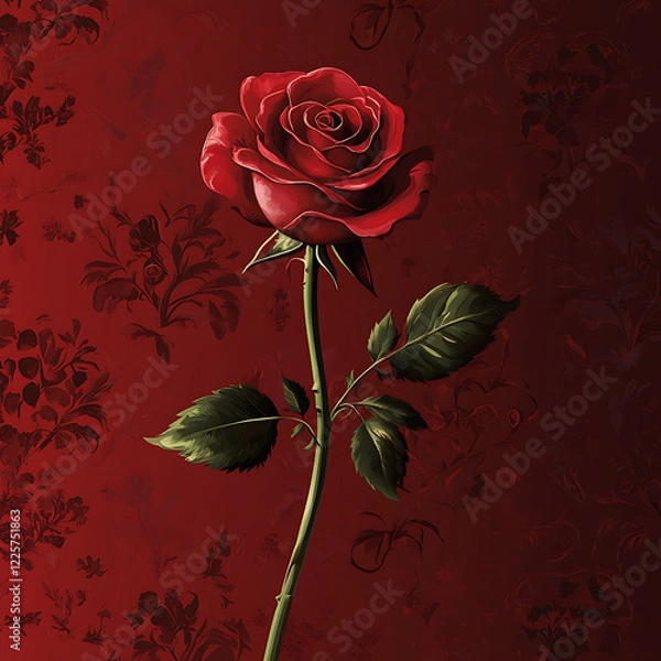 Obraz red rose on a red background