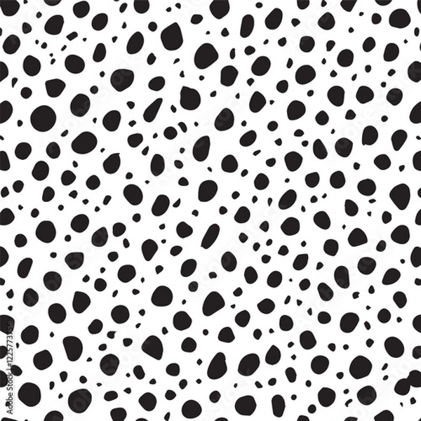 Fototapeta Seamless Black and White Dalmatian Skin Texture - Unique Spotted Animal Print Design