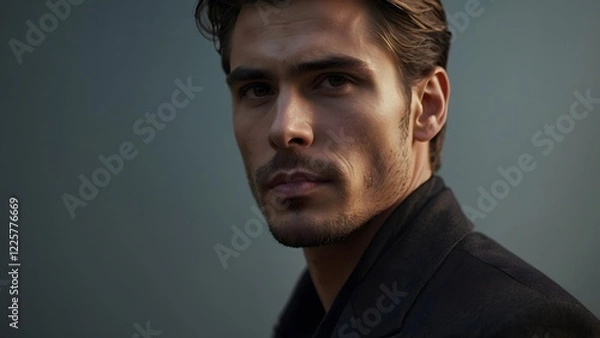 Obraz profile photograph of a handsome man with strong features and a sharp jawline