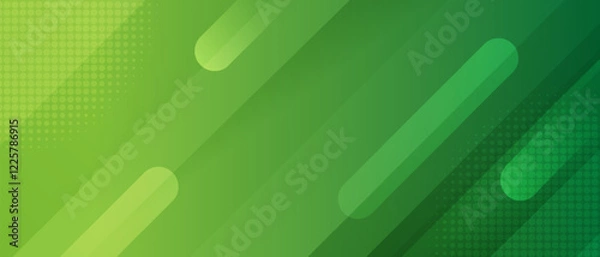 Obraz Abstract green banner background with diagonal stripes and dots. vector illustration