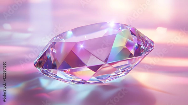 Fototapeta 
Abstract futuristic geometric crystal background, iridescent texture, faceted gem. 3d rendering.