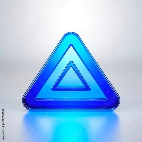 Fototapeta Blue Play Button Icon. Video Player Symbol on Web. Music Arrow in Blue
