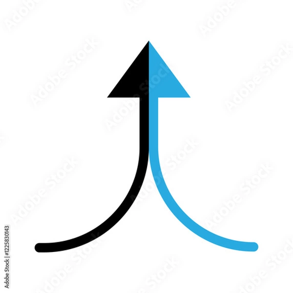 Fototapeta Two arrows merging into one icon outline set sign
