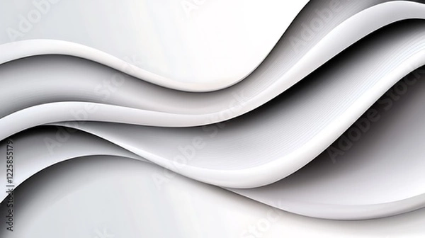 Fototapeta Abstract white wave background with smooth curves and shadows.