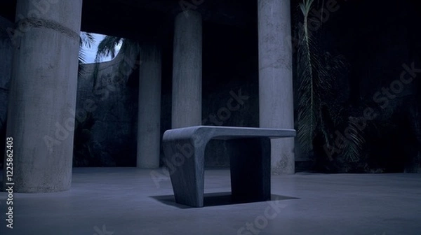 Fototapeta Modern concrete side table in minimalist interior.