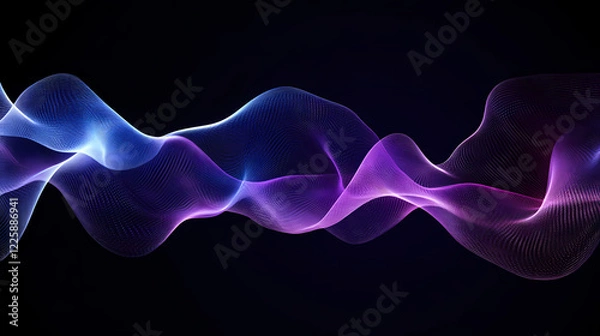 Fototapeta Soft violet indigo gradient background, glowing tones texture, desktop banner, vibrant color tones, generative ai. Indigo Wave. Illustration