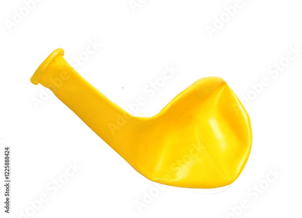 Obraz yellow plastic deflated balloon isolated on transparent layered background.