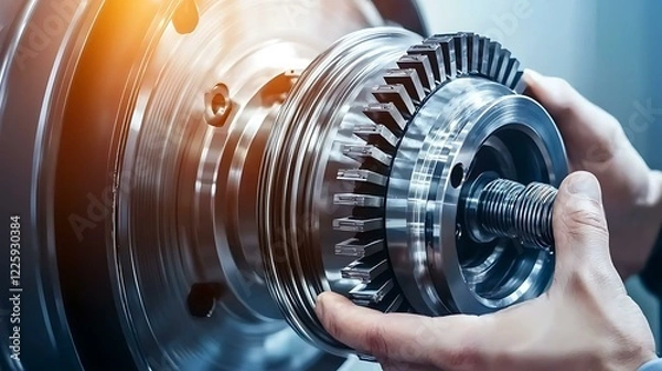 Obraz Technicians assembling custom industrial machinery in a workshop