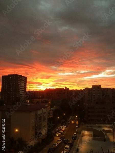 Obraz city skyline at dusk