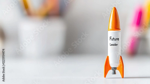 Obraz White and orange rocket with "Future Leader" text