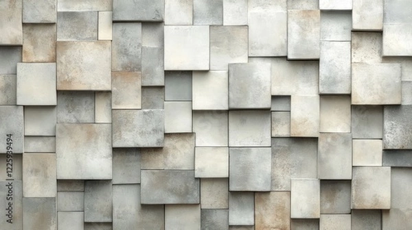 Fototapeta Abstract Grey and Beige Square Block Wall