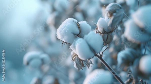 Fototapeta Close-Up of Cotton Harvest: Detailed Shot Capturing Ripe Cotton Bolls Ready for Harvest