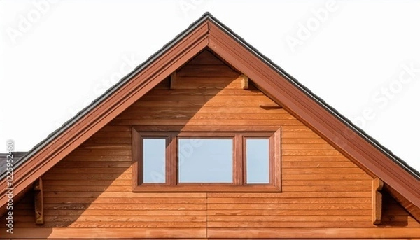 Fototapeta Striking Roofline Cutout Showcasing Autumn Hues, With a Touch of Modern Architecture Amidst the Backdrop of Fallen Leaves and Blue Sky