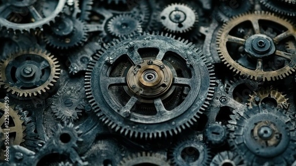 Fototapeta Intricate Machinery: A Close-Up of Interlocking Gears