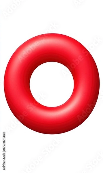 Fototapeta Red ring floating, isolated white background, graphic design element