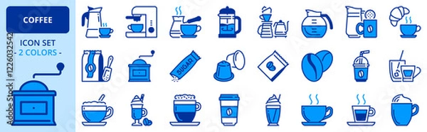 Obraz Icons in two colors about coffee