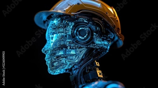 Obraz Futuristic Construction Robot: A Digital Worker