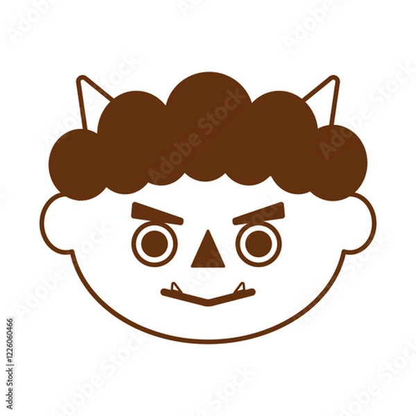 Fototapeta シンプルでかわいい鬼のベクターイラスト線画アイコン