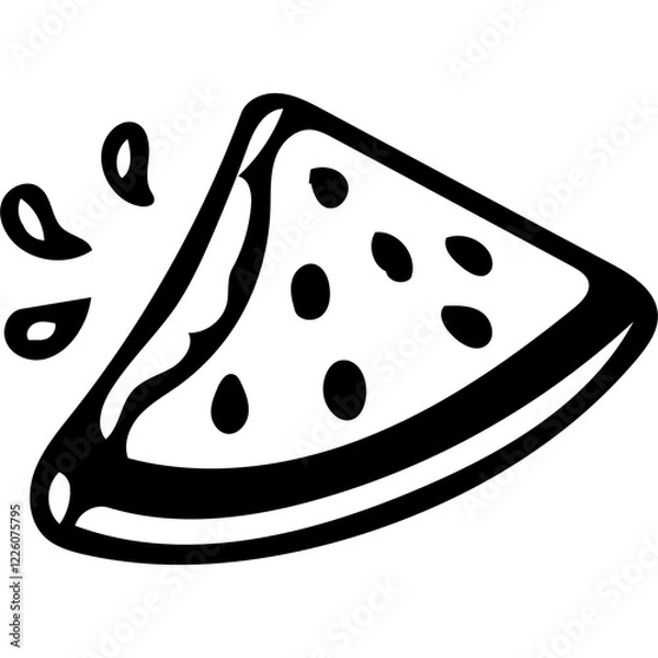 Fototapeta vector monochrome illustration of slice watermelon