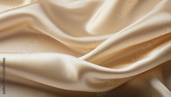 Fototapeta Elegant Soft Cream Fabric with Gentle Curves and Smooth Textures, Draped Gracefully Showcasing Delicate Details of Visually Appealing Material