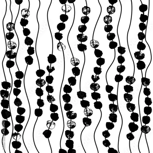 Obraz Abstract waved lines and dots vector seamless pattern. Grunge texture