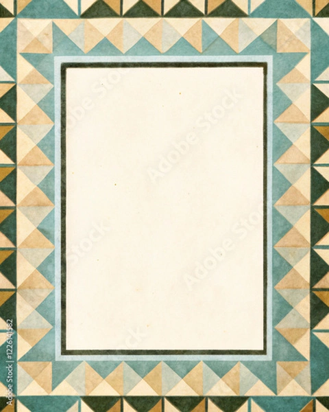 Obraz Geometric Border Pattern with Paper Texture and Earthy Elegance Palette