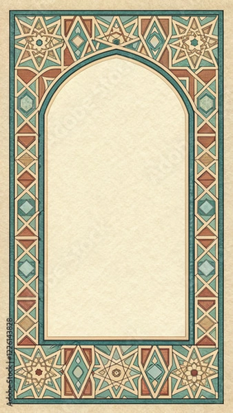 Obraz Geometric Border Pattern with Paper Texture and Earthy Elegance Palette