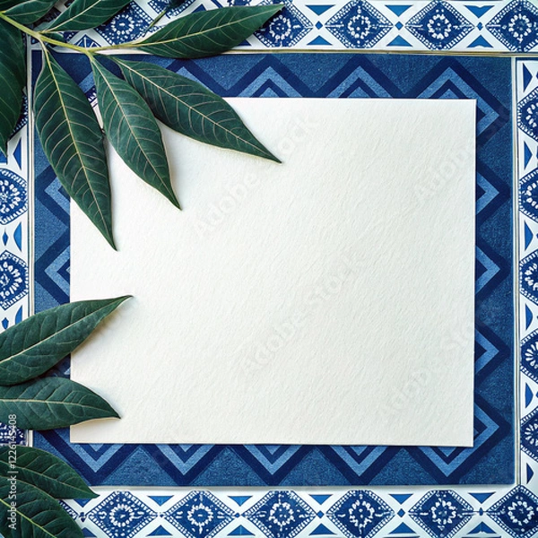 Obraz Geometric Border Pattern with Paper Texture and Midnight Sky Palette