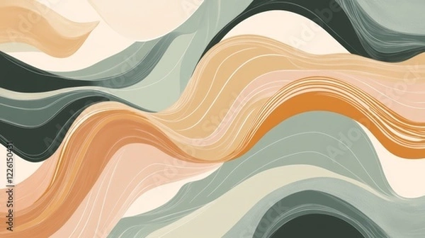 Fototapeta This piece explores flowing lines and earthy tones, creating harmonious movement and texture, reminiscent of natural landscapes and organic growth patterns.