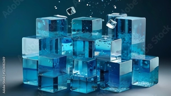 Fototapeta 氷の結晶　氷魔法背景エフェクトイメージ