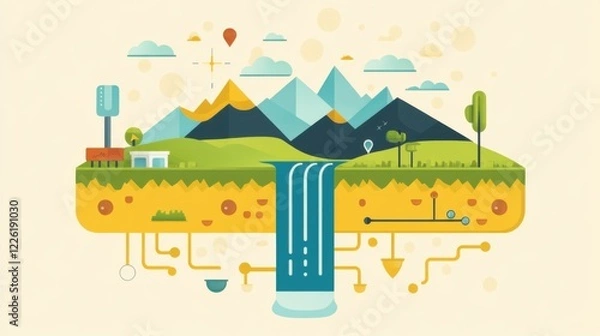 Fototapeta landscape with houses